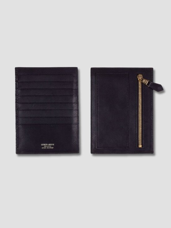 Giorgio Armani Other - GIORGIO ARMANI Black Leather Card Holder Zipper Coin Pocket Wallet